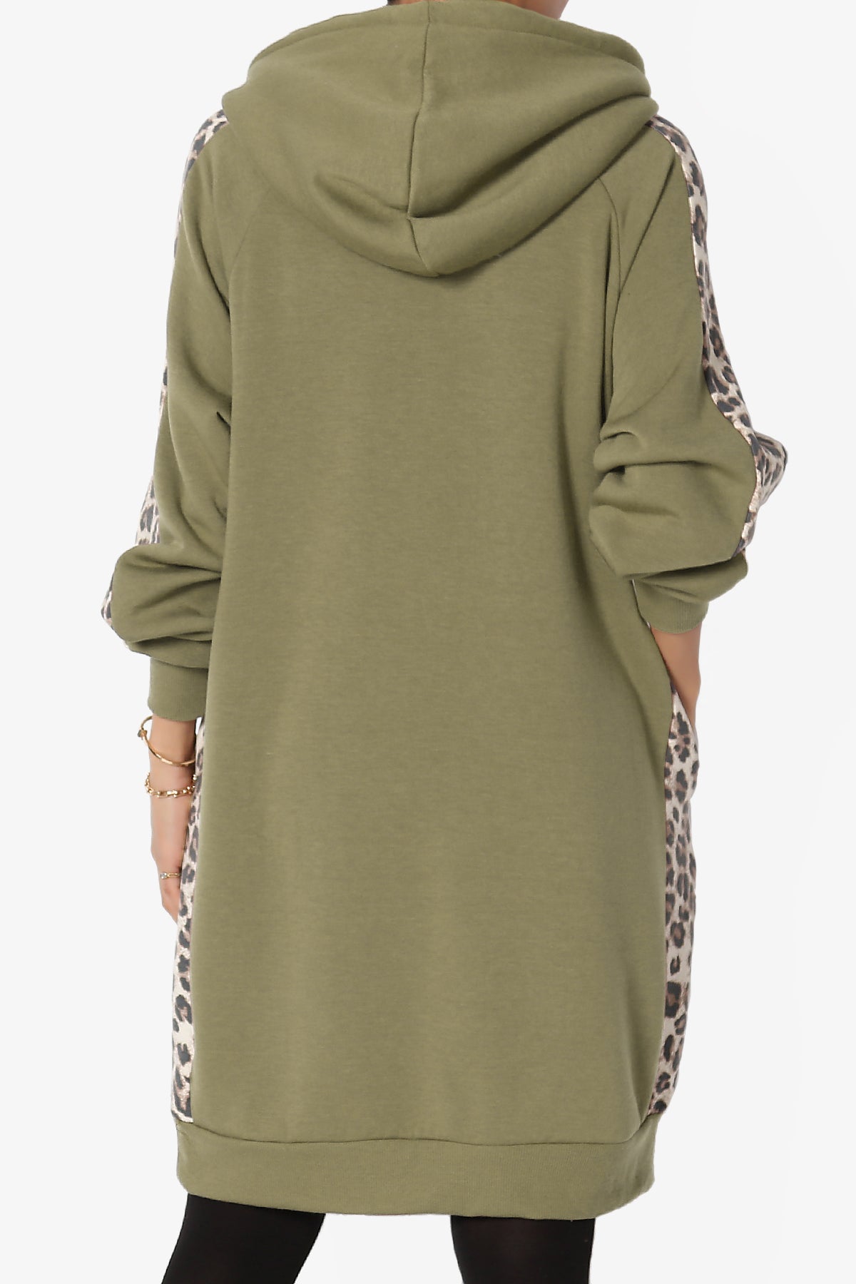 Parigi Leopard Accent Soft Longline Hoodie