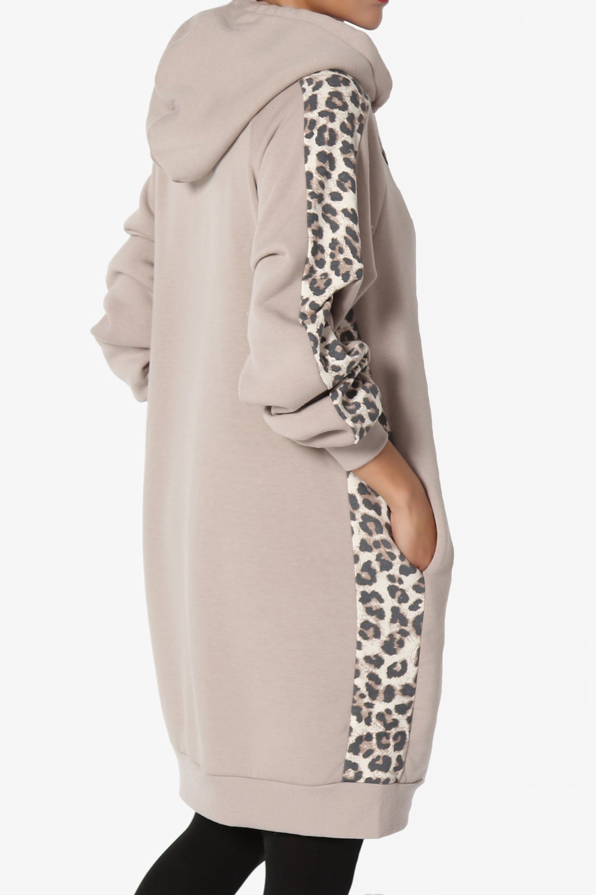 Parigi Leopard Accent Soft Longline Hoodie