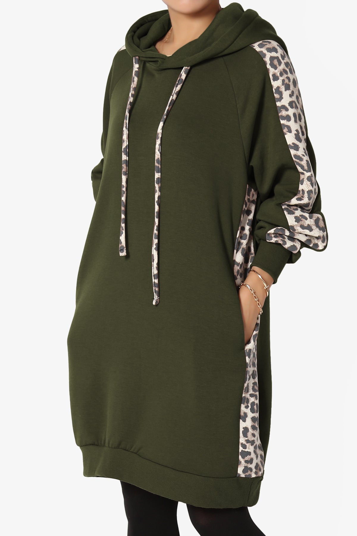 Parigi Leopard Accent Soft Longline Hoodie