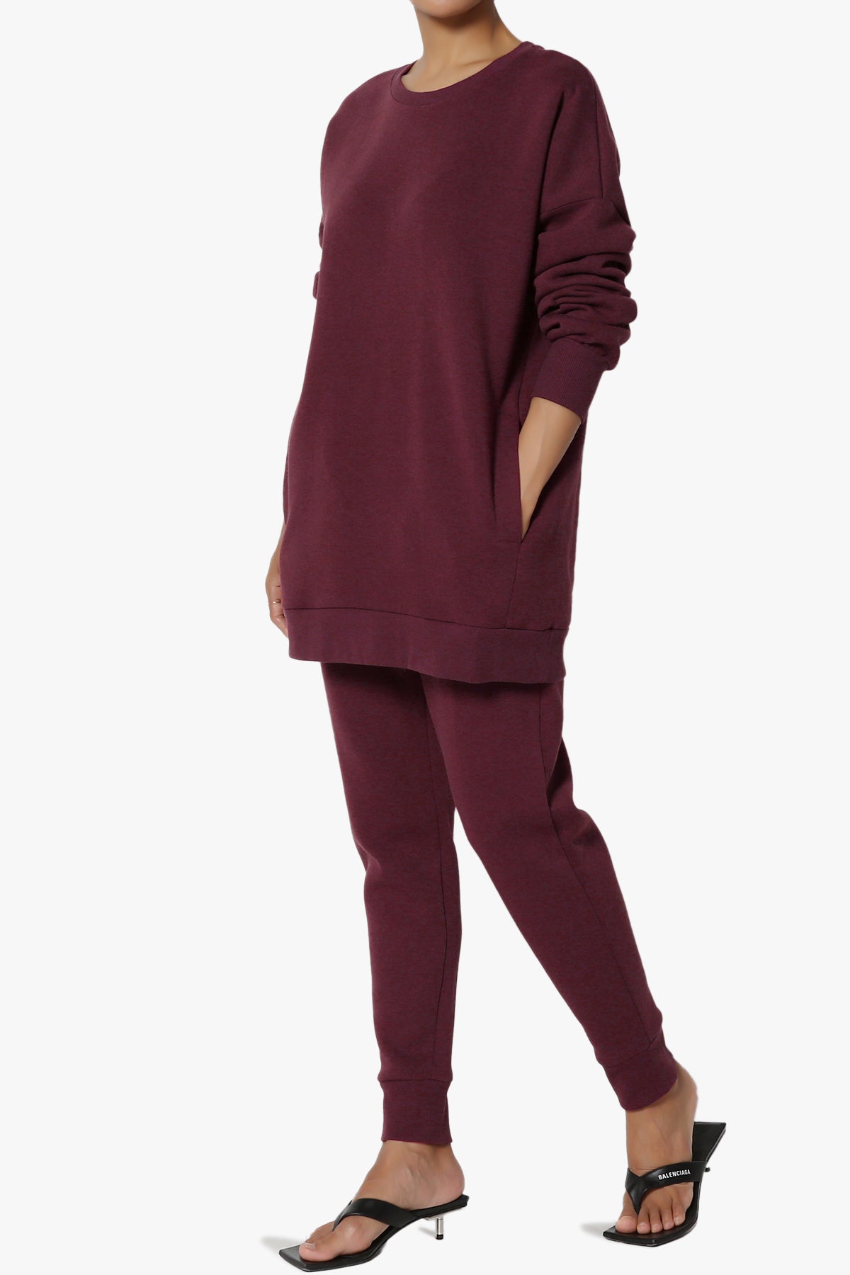 Accie Fleece Pullover & Jogger Set DARK BURGUNDY_3