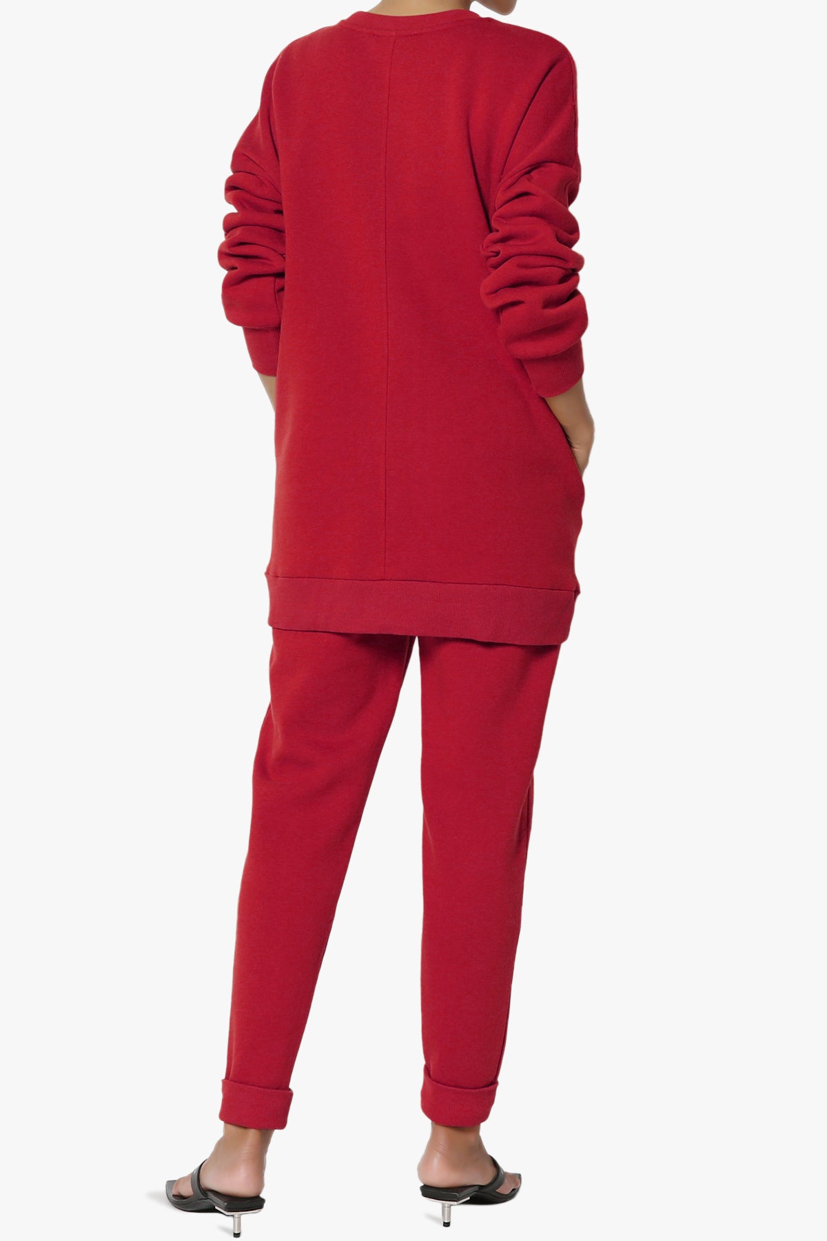 Accie Fleece Pullover & Jogger Set DARK RED_2