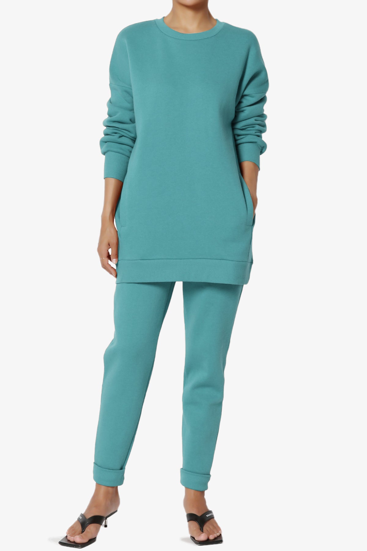 Accie Fleece Pullover & Jogger Set DUSTY TEAL_1