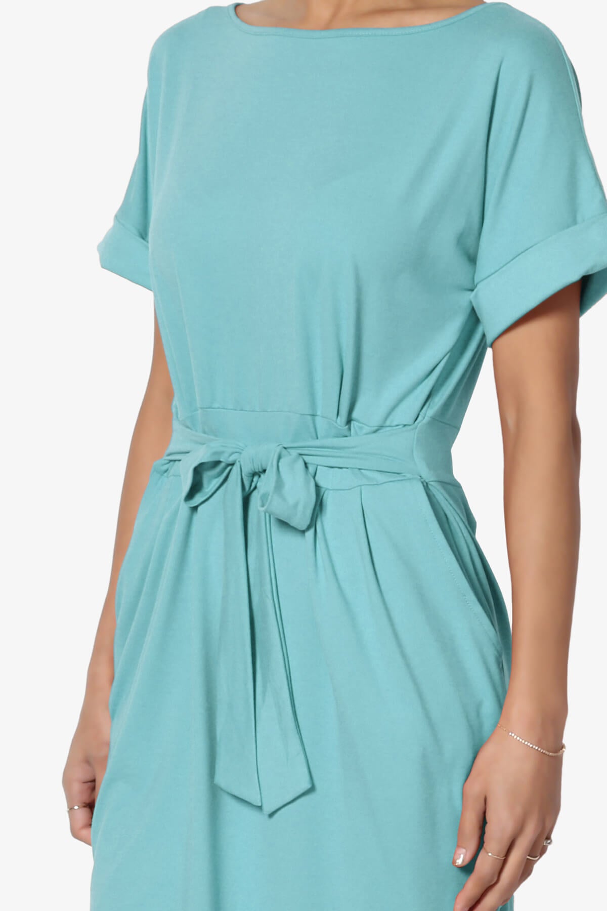 Pennie Tie Waist DTY Jersey Dress ASH MINT_5