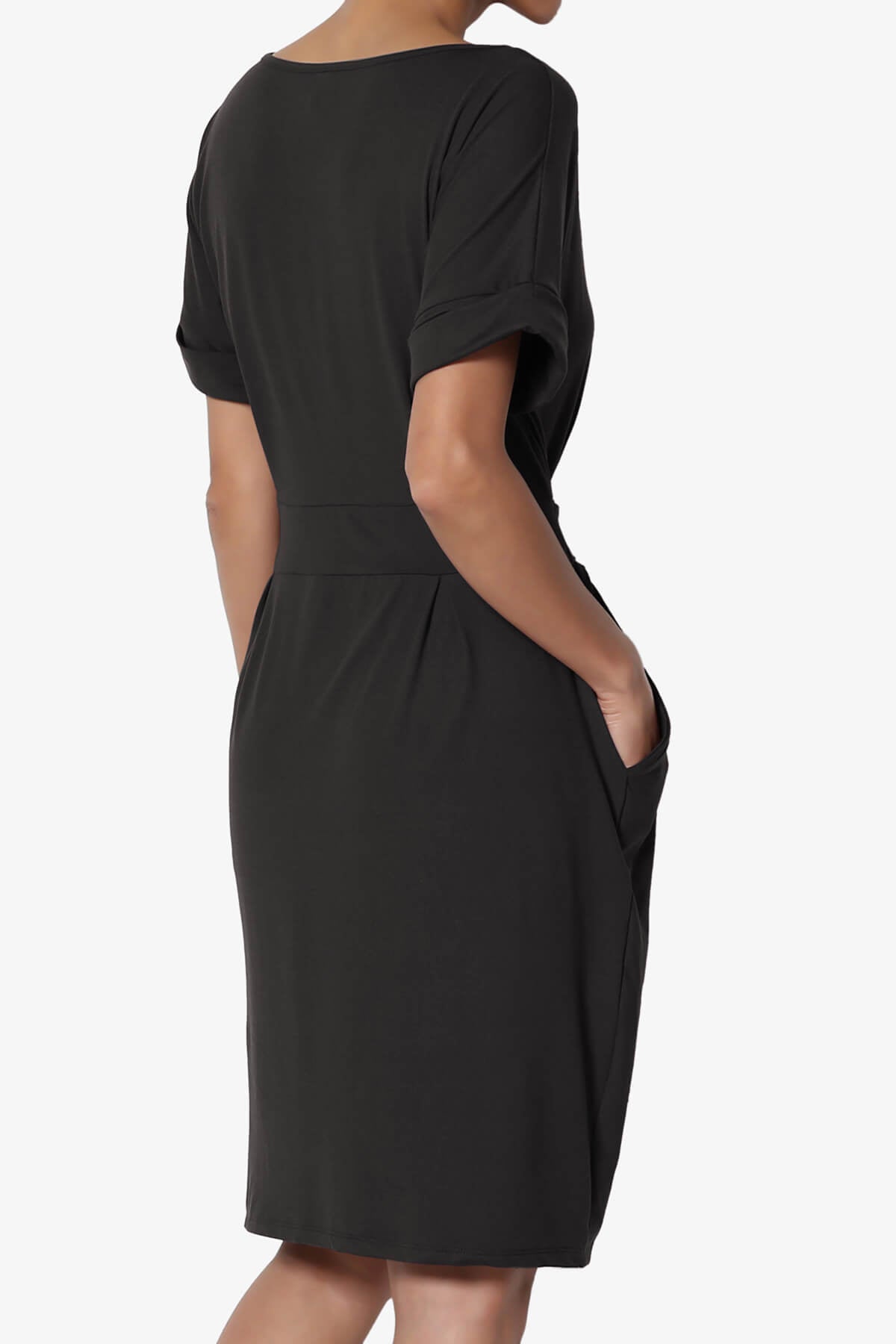 Pennie Tie Waist DTY Jersey Dress BLACK_4