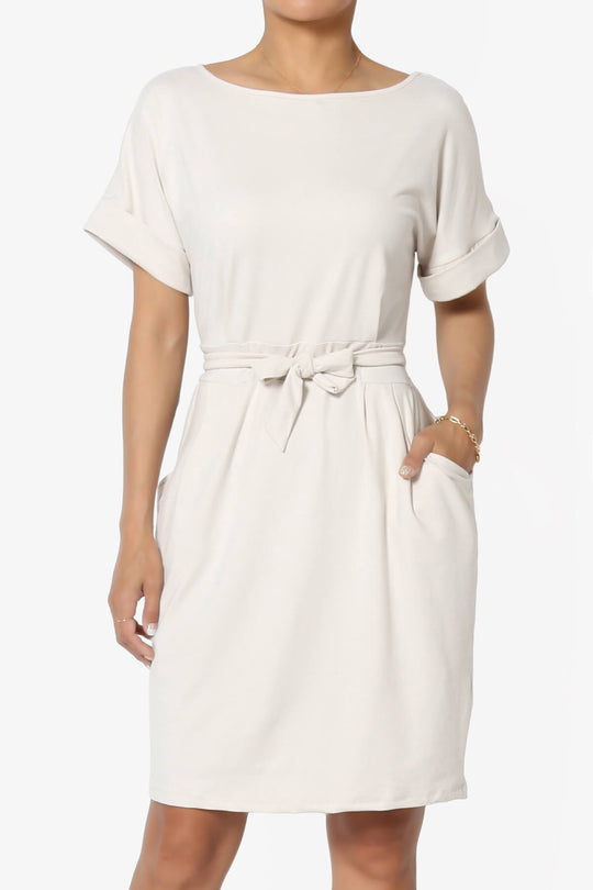 Pennie Tie Waist DTY Jersey Dress