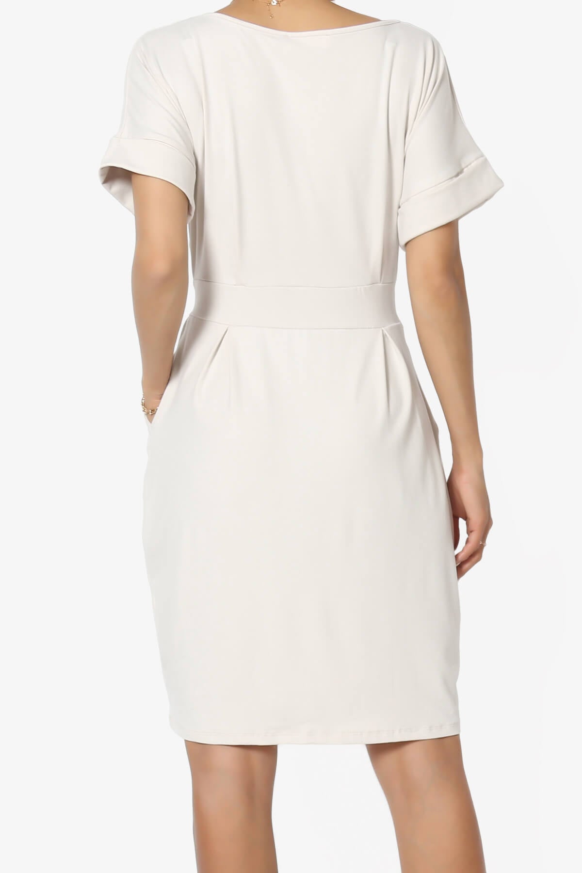 Pennie Tie Waist DTY Jersey Dress BONE_2