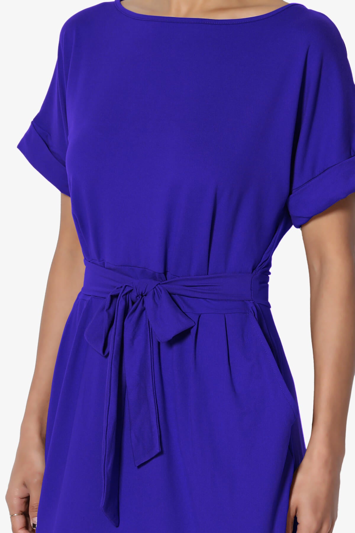 Pennie Tie Waist DTY Jersey Dress BRIGHT BLUE_5