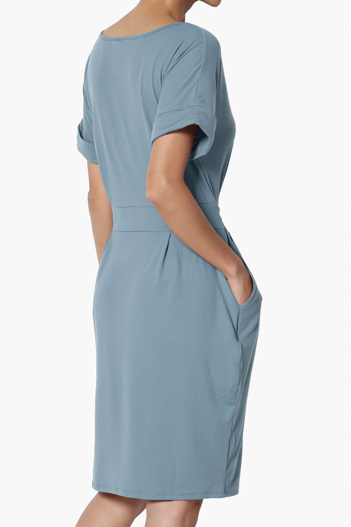 Pennie Tie Waist DTY Jersey Dress CEMENT_4