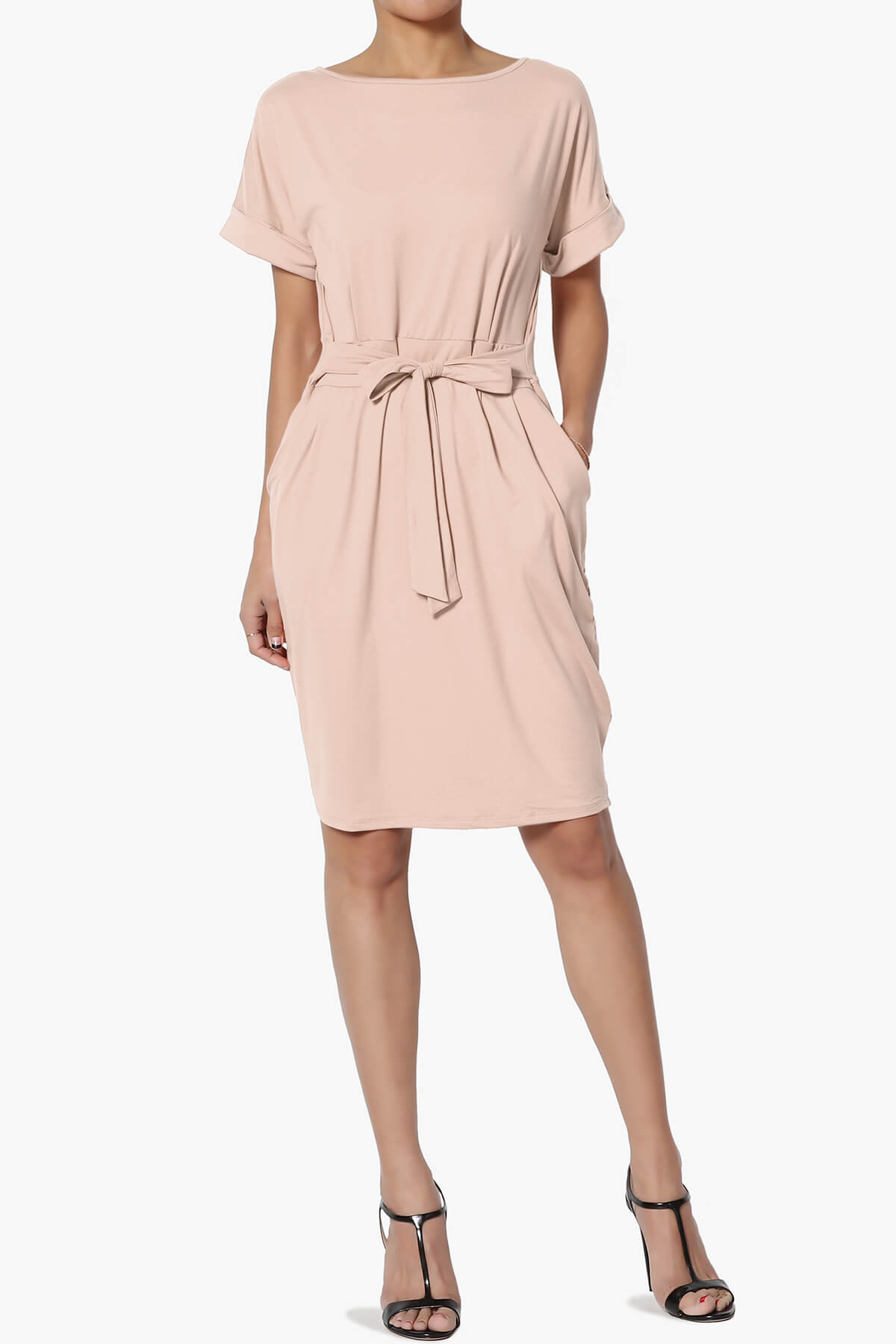 Pennie Tie Waist DTY Jersey Dress DUSTY BLUSH_6