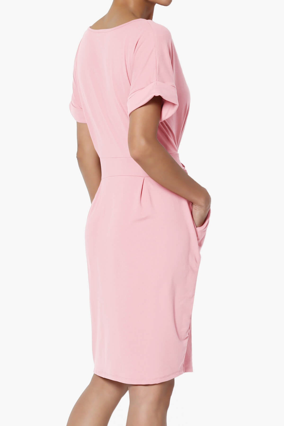 Pennie Tie Waist DTY Jersey Dress DUSTY PINK_4
