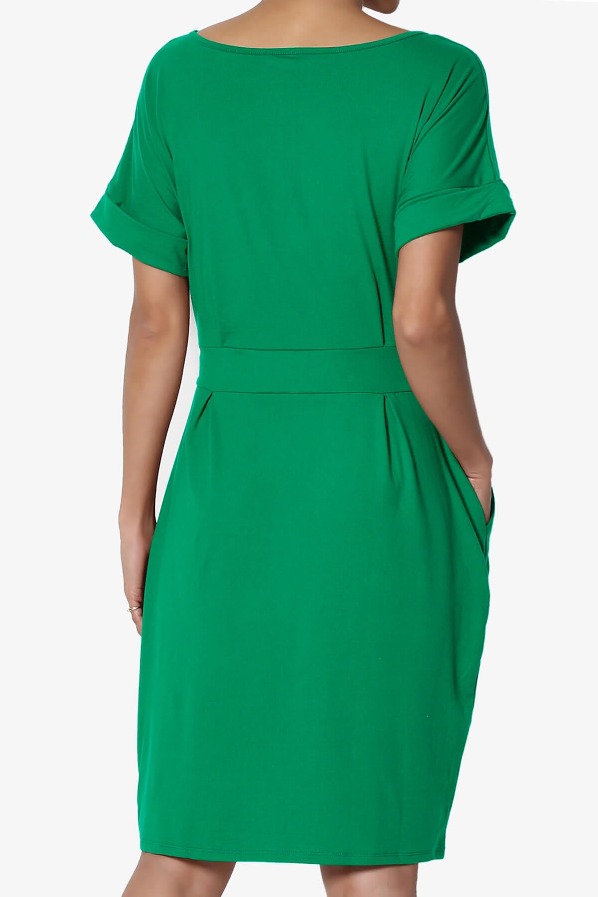Pennie Tie Waist DTY Jersey Dress KELLY GREEN_2