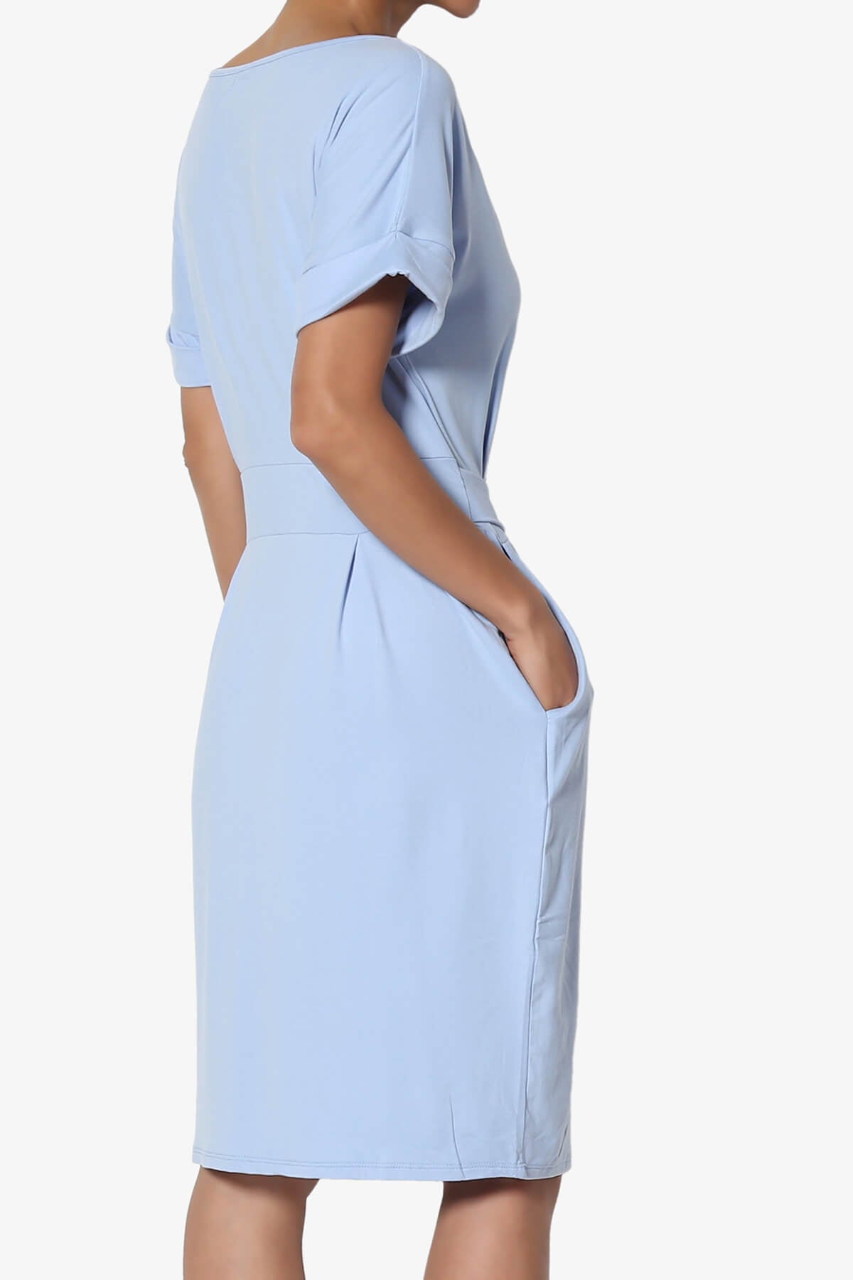Pennie Tie Waist DTY Jersey Dress LIGHT BLUE_4