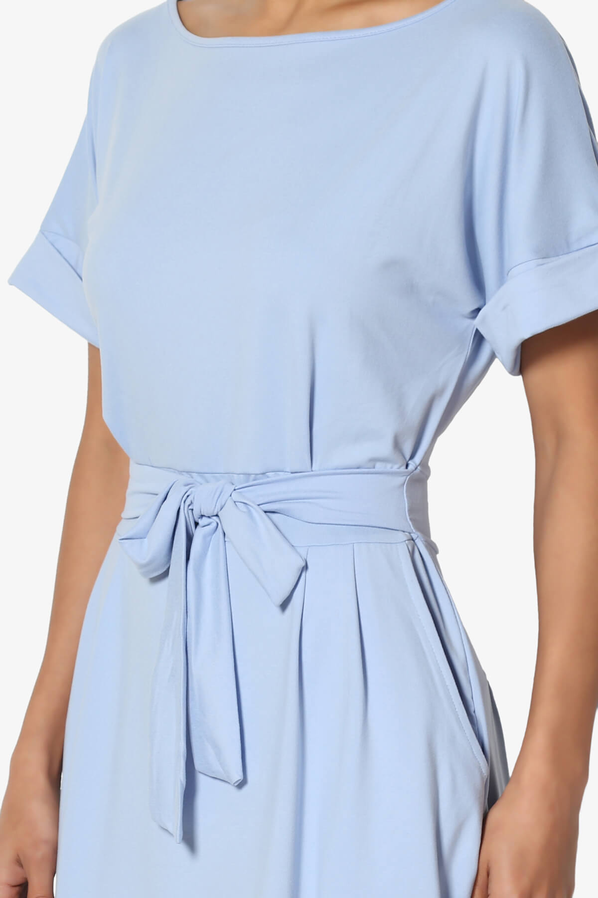 Pennie Tie Waist DTY Jersey Dress LIGHT BLUE_5