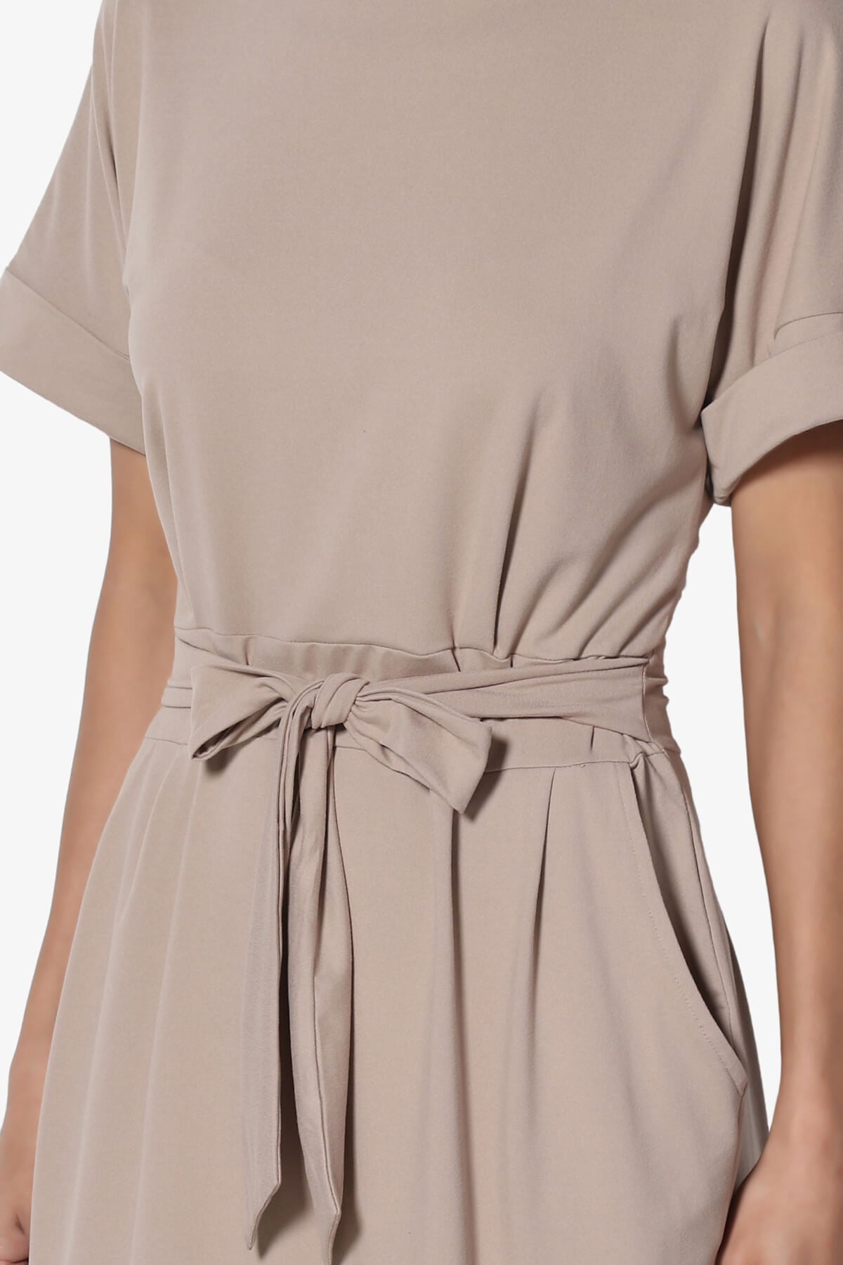 Pennie Tie Waist DTY Jersey Dress LIGHT MOCHA_5