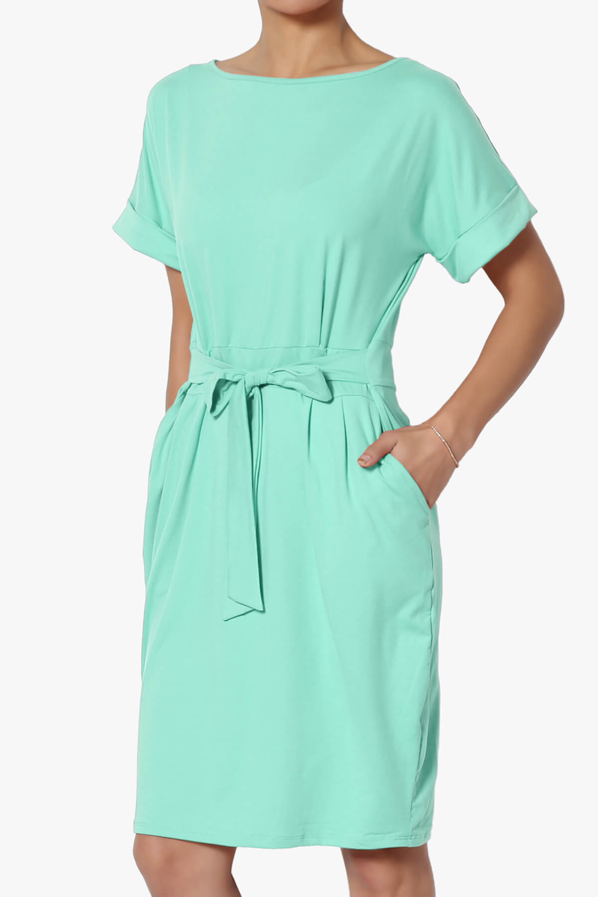 Pennie Tie Waist DTY Jersey Dress MINT_3