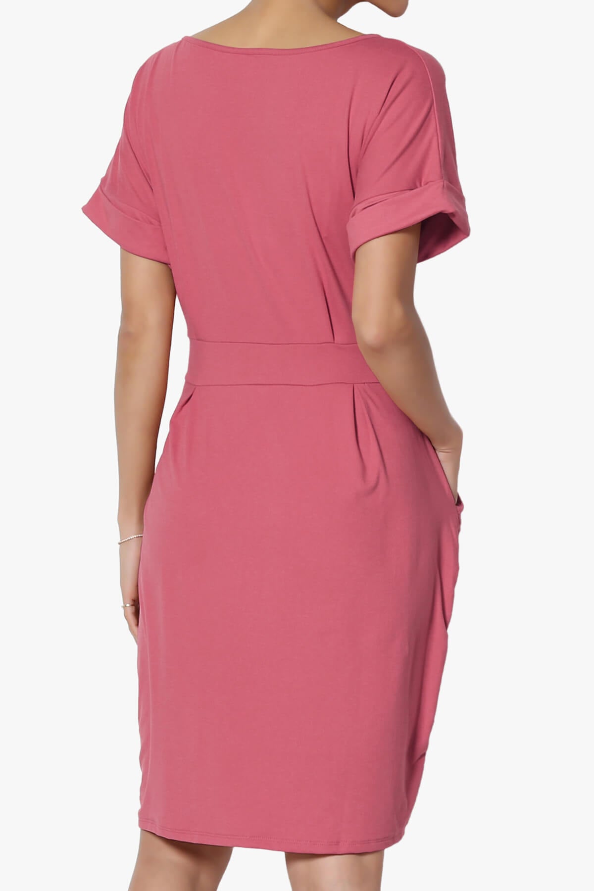 Pennie Tie Waist DTY Jersey Dress ROSE_2