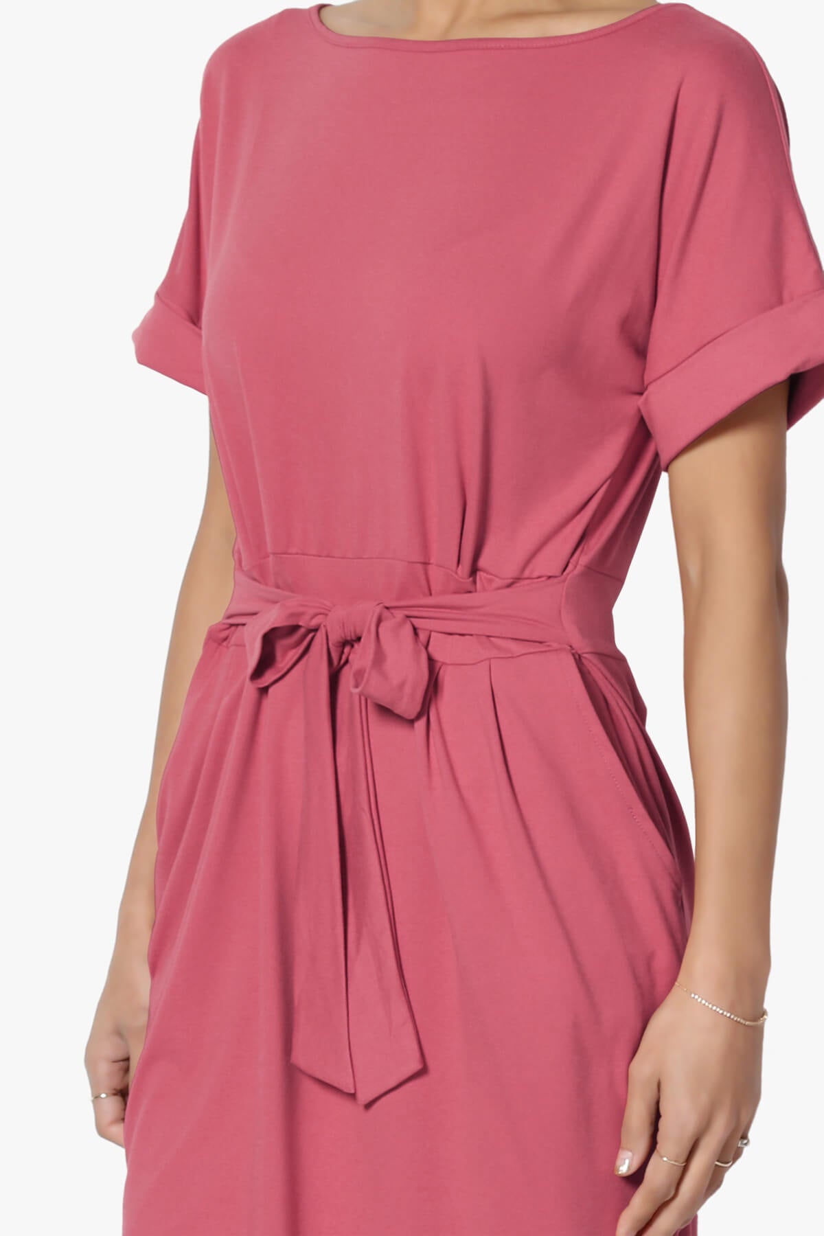 Pennie Tie Waist DTY Jersey Dress ROSE_5