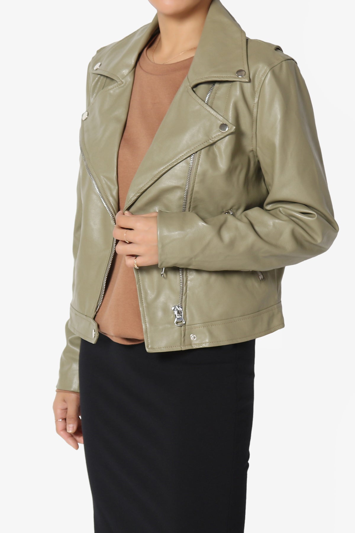 Tahani Faux Leather Biker Jacket