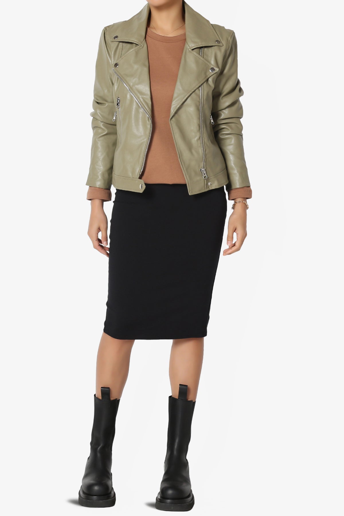 Tahani Faux Leather Biker Jacket