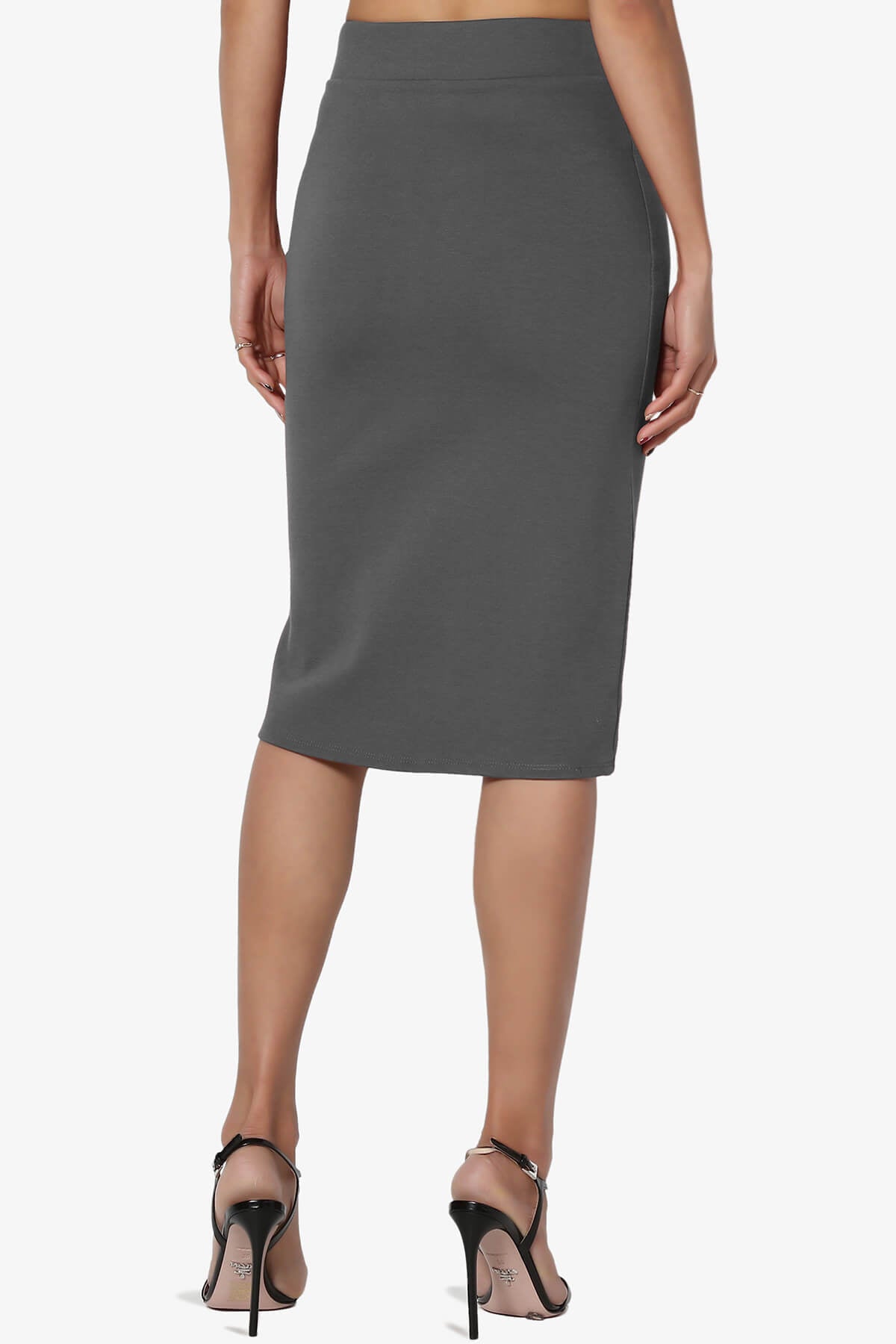 Gisele Ponte Basic Knee Pnecil Skirt ASH GREY_2