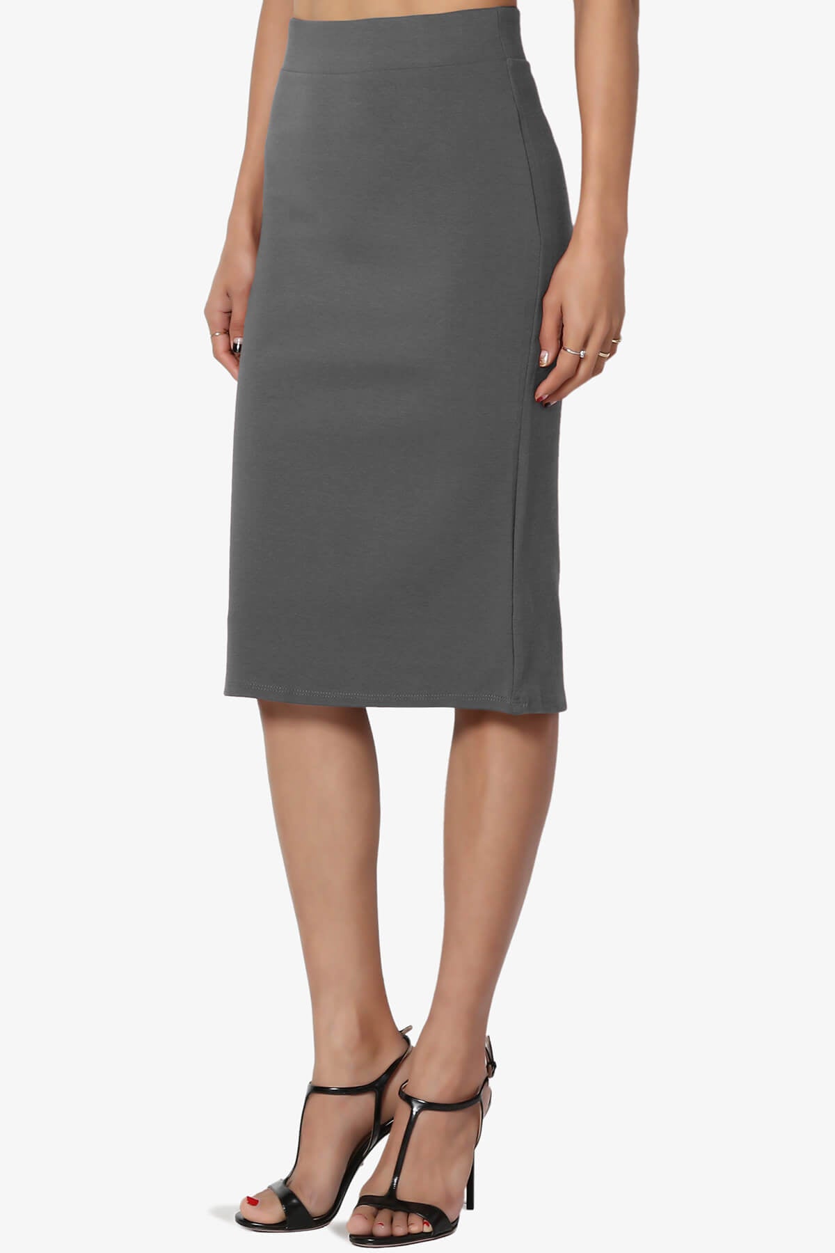 Gisele Ponte Basic Knee Pnecil Skirt ASH GREY_3