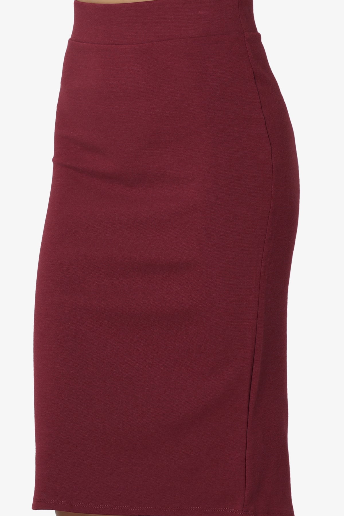 Gisele Ponte Basic Knee Pnecil Skirt DARK BURGUNDY_5