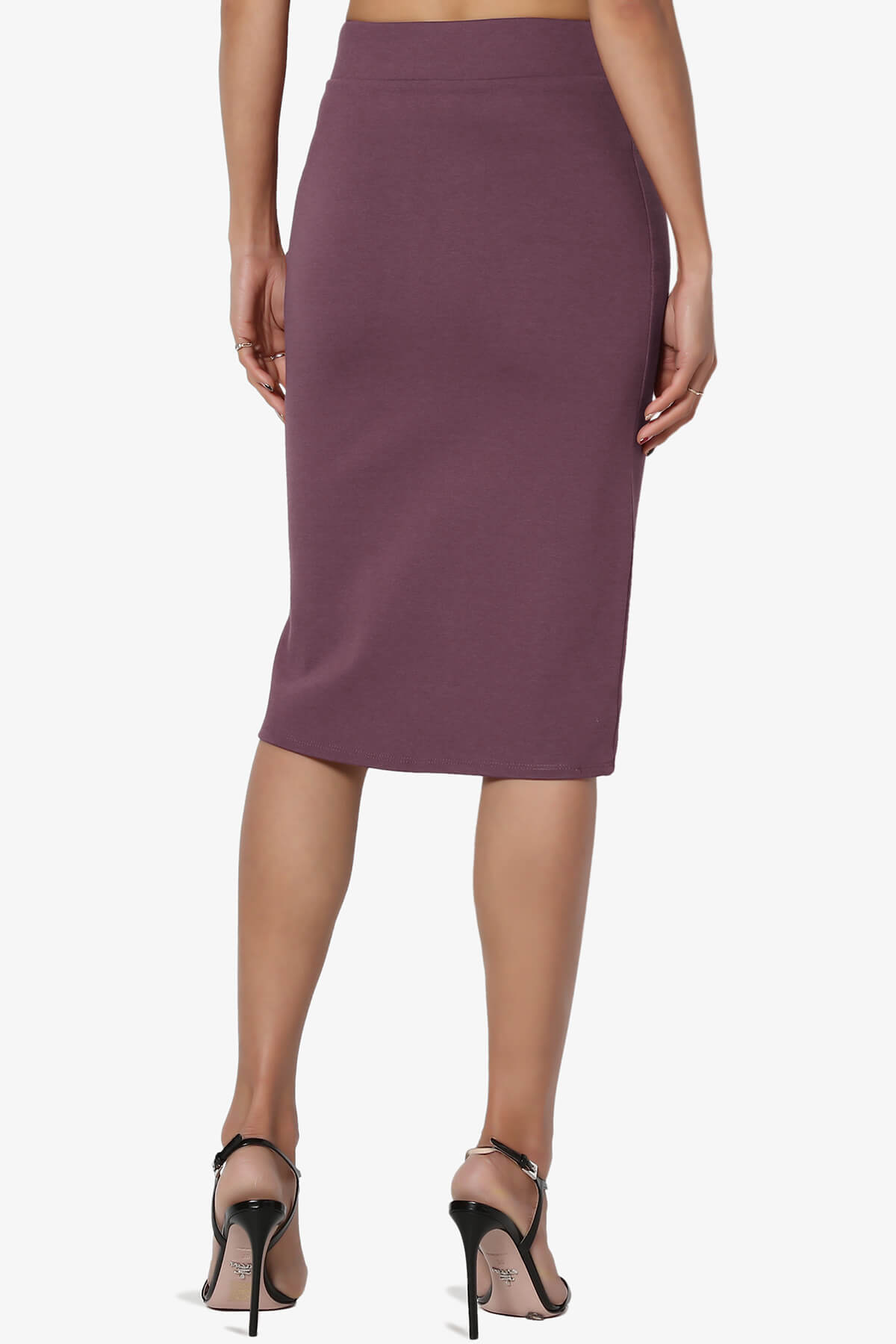 Gisele Ponte Basic Knee Pnecil Skirt DUSTY PLUM_2