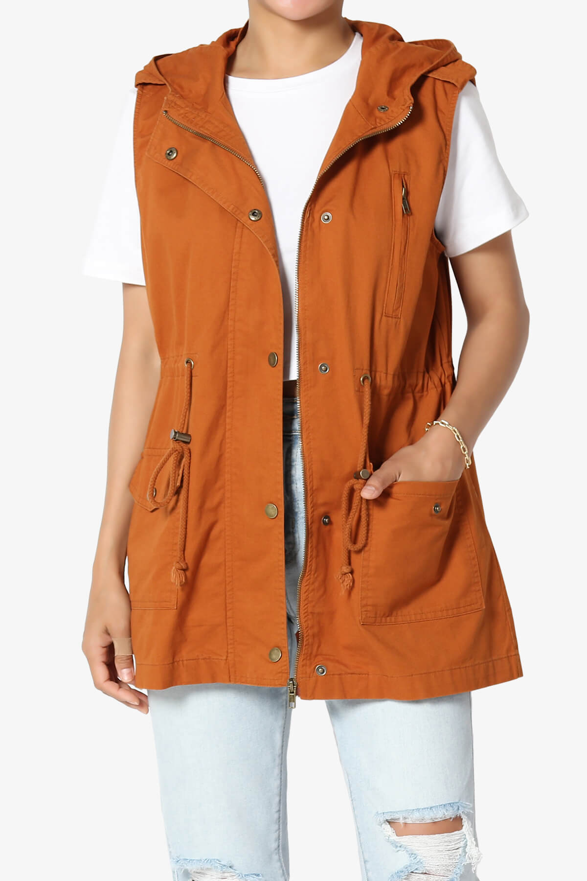 Paislee Loose Fit Utility Vest ALMOND_1