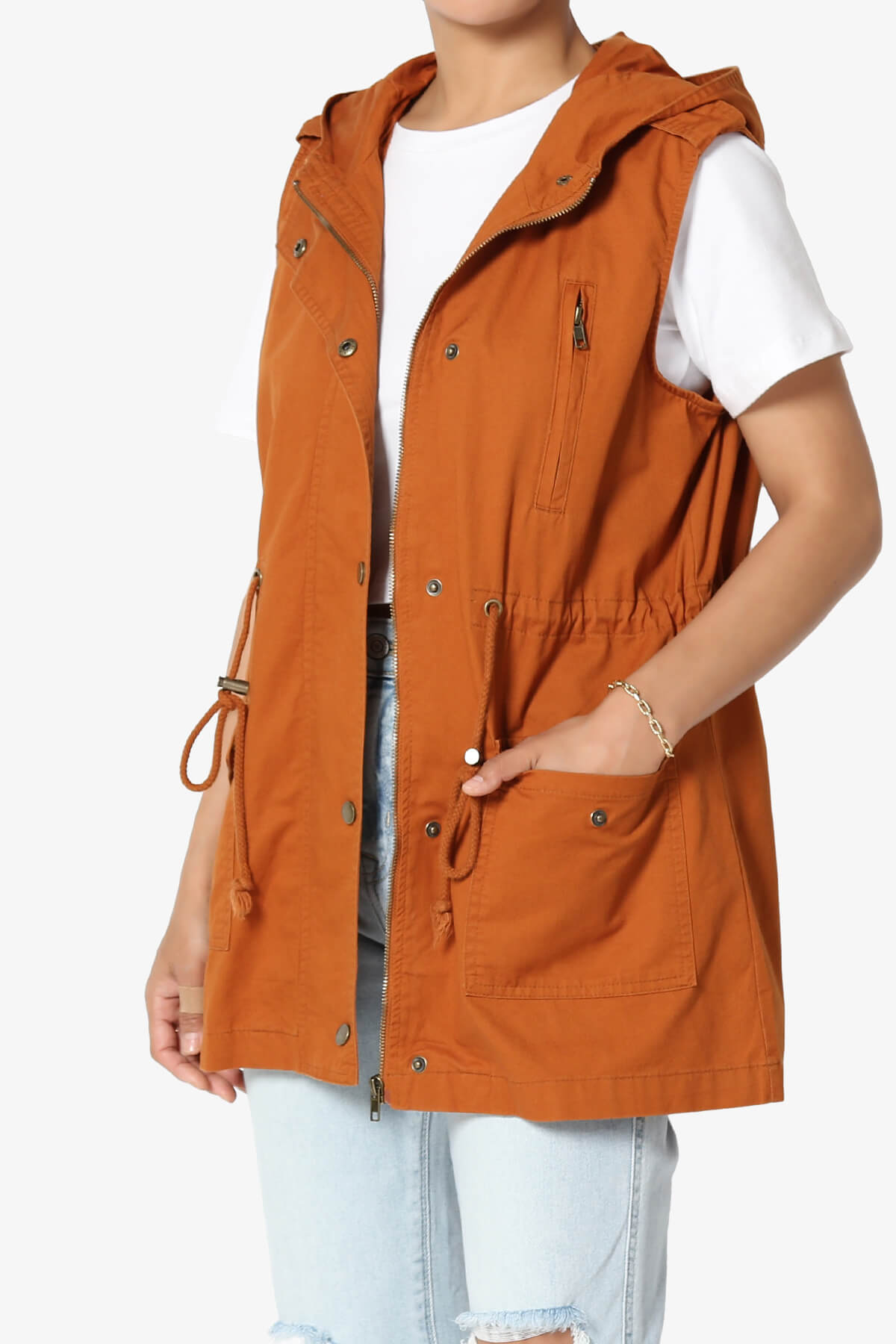 Paislee Loose Fit Utility Vest ALMOND_3