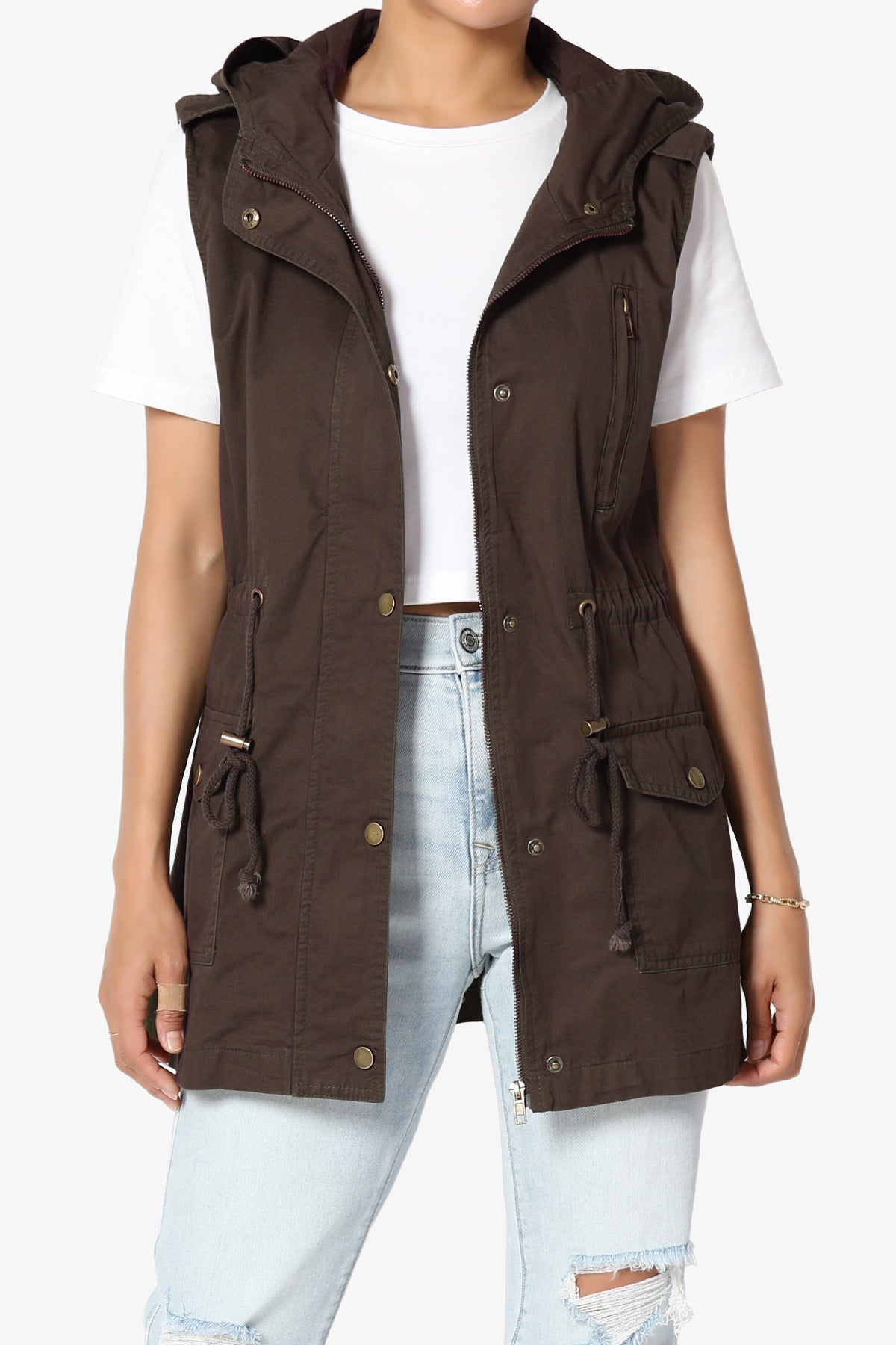 Paislee Loose Fit Utility Vest BROWN_1