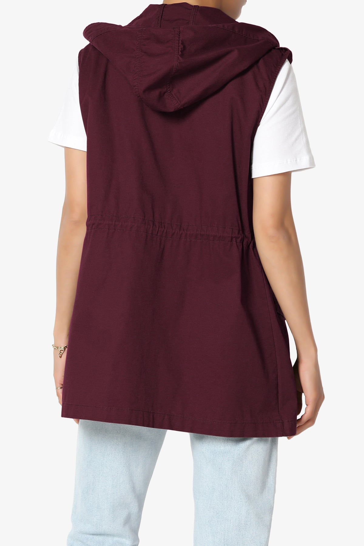 Paislee Loose Fit Utility Vest DARK BURGUNDY_2