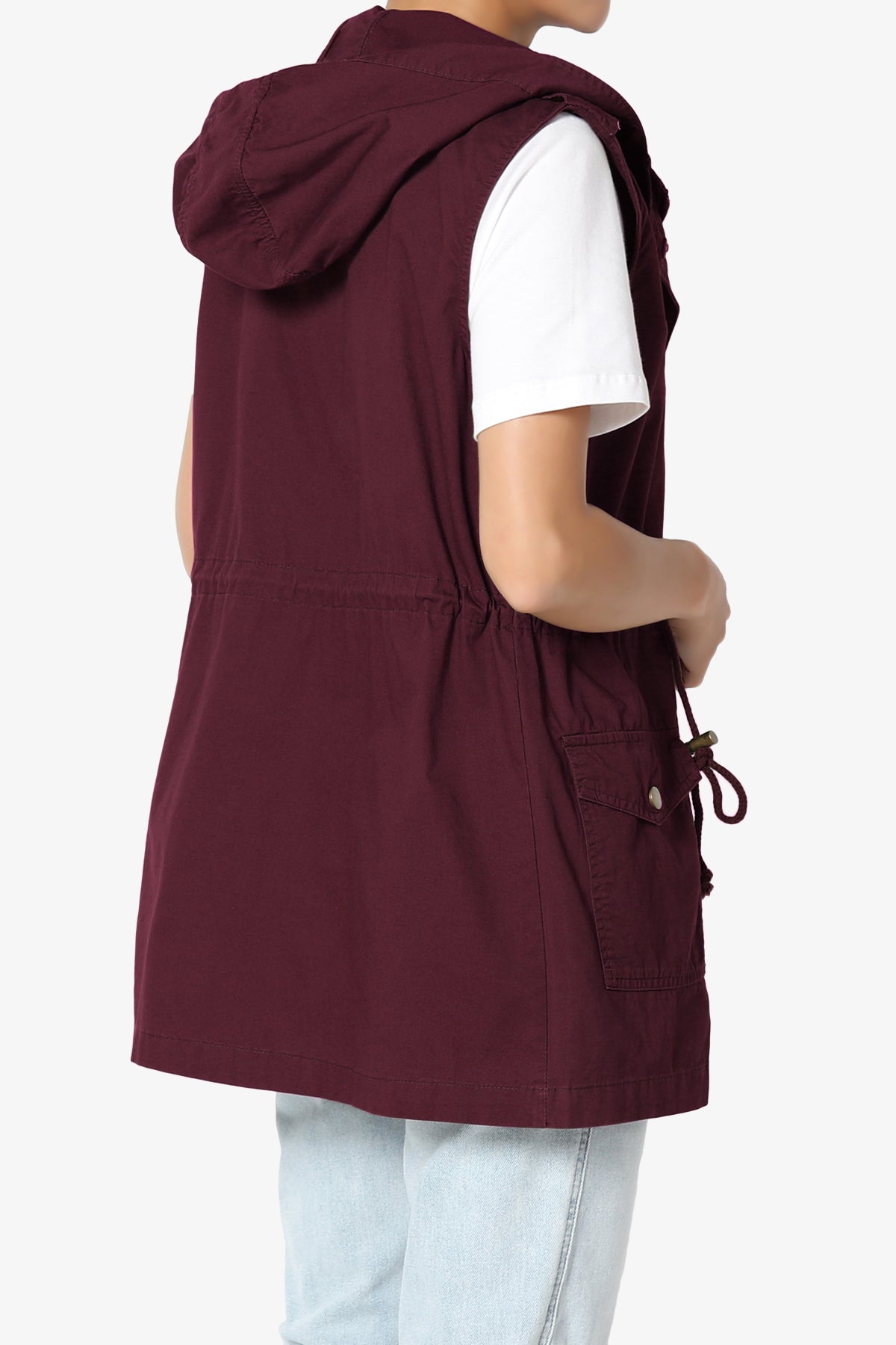 Paislee Loose Fit Utility Vest DARK BURGUNDY_4