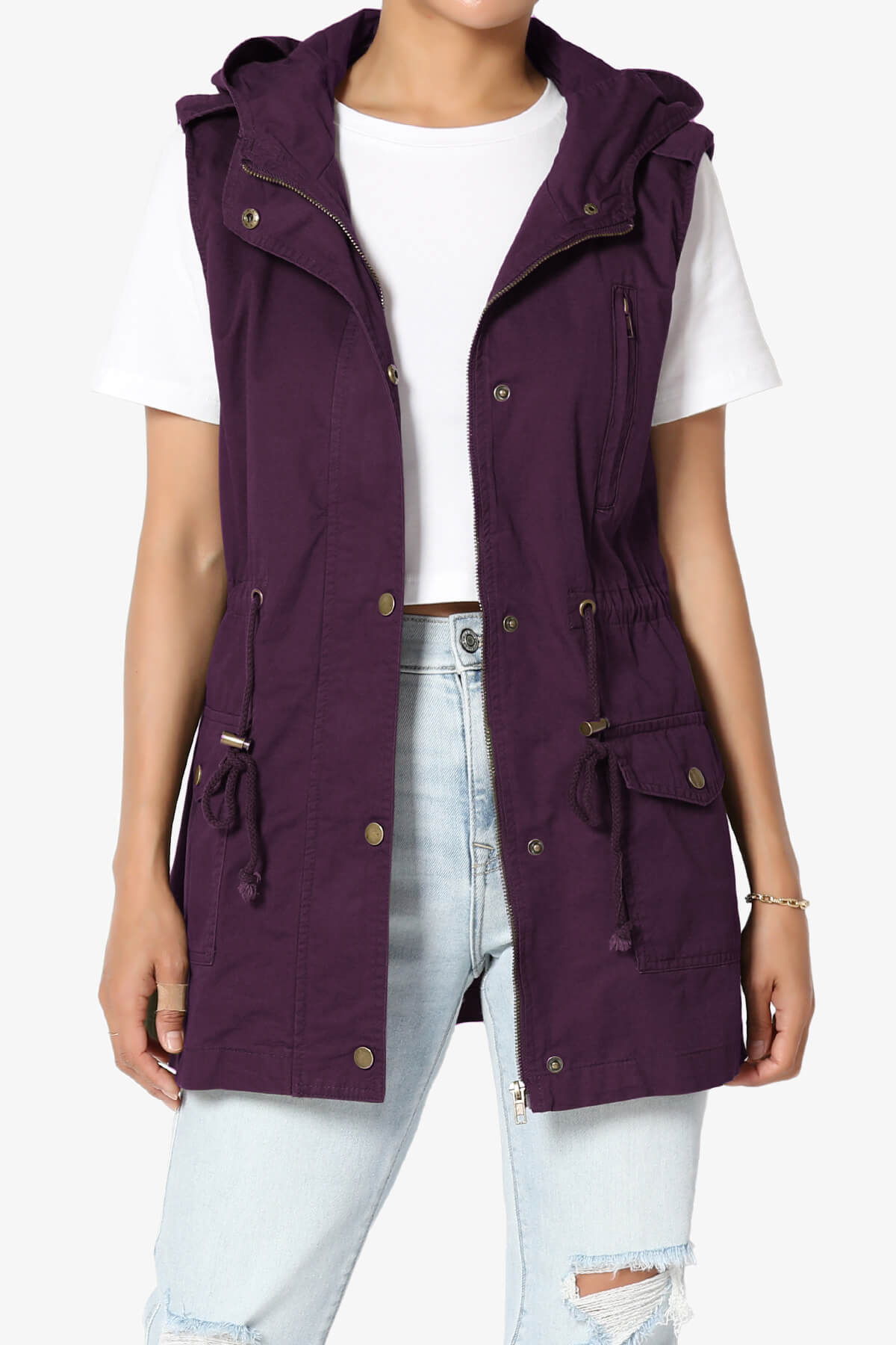 Paislee Loose Fit Utility Vest DARK PLUM_1