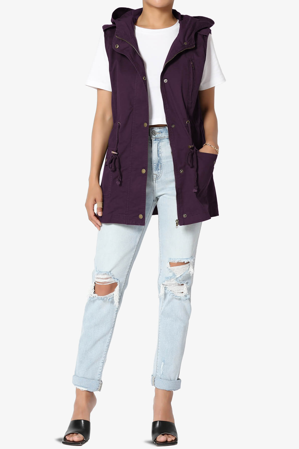 Paislee Loose Fit Utility Vest DARK PLUM_6