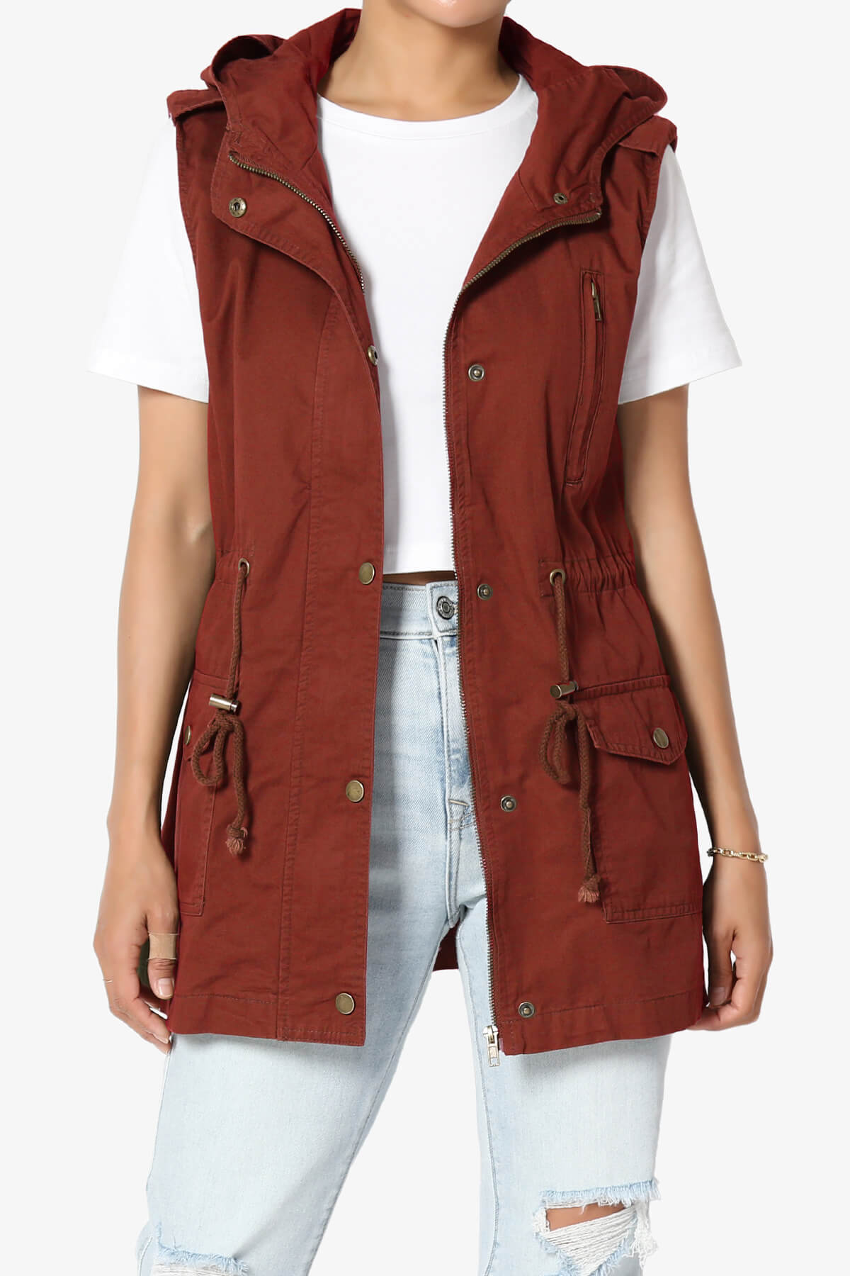 Paislee Loose Fit Utility Vest DARK RUST_1