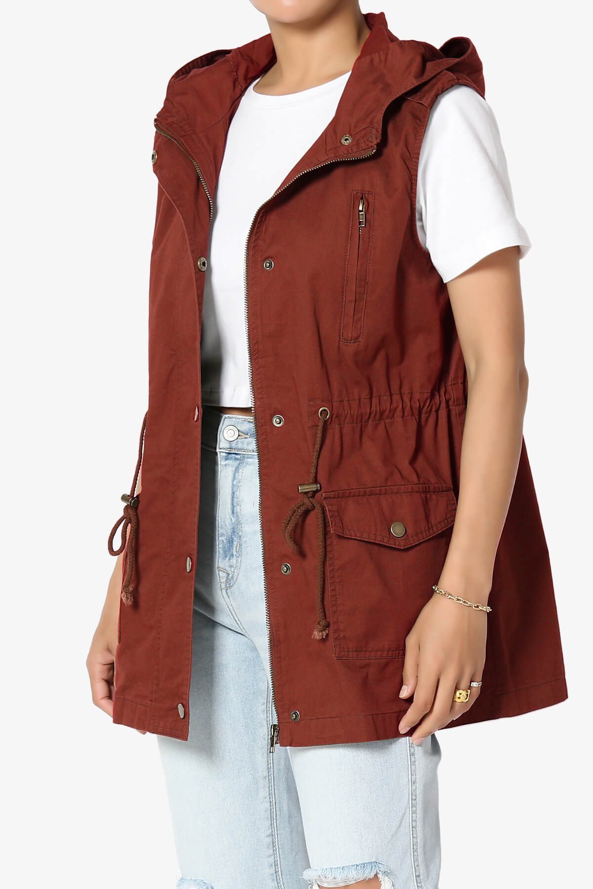 Paislee Loose Fit Utility Vest DARK RUST_3