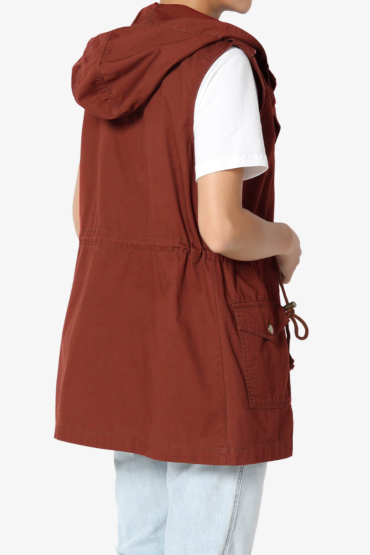Paislee Loose Fit Utility Vest DARK RUST_4