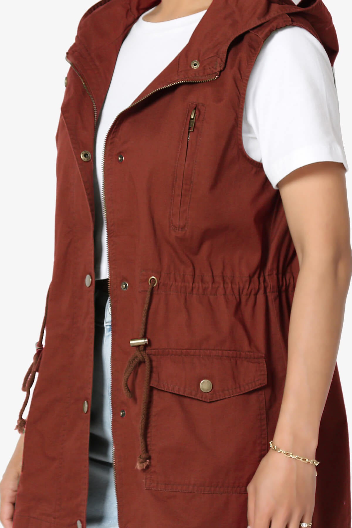 Paislee Loose Fit Utility Vest DARK RUST_5