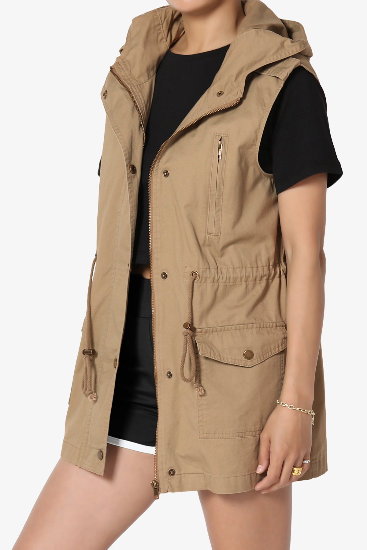 Paislee Loose Fit Utility Vest DEEP CAMEL_3