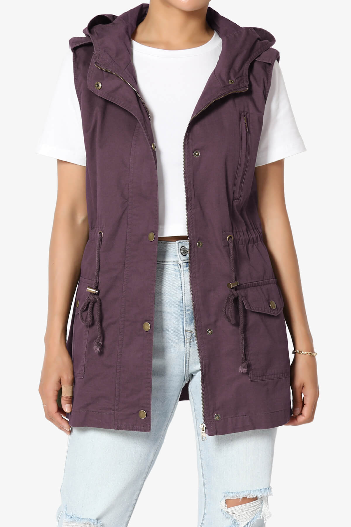 Paislee Loose Fit Utility Vest DUSTY PLUM_1