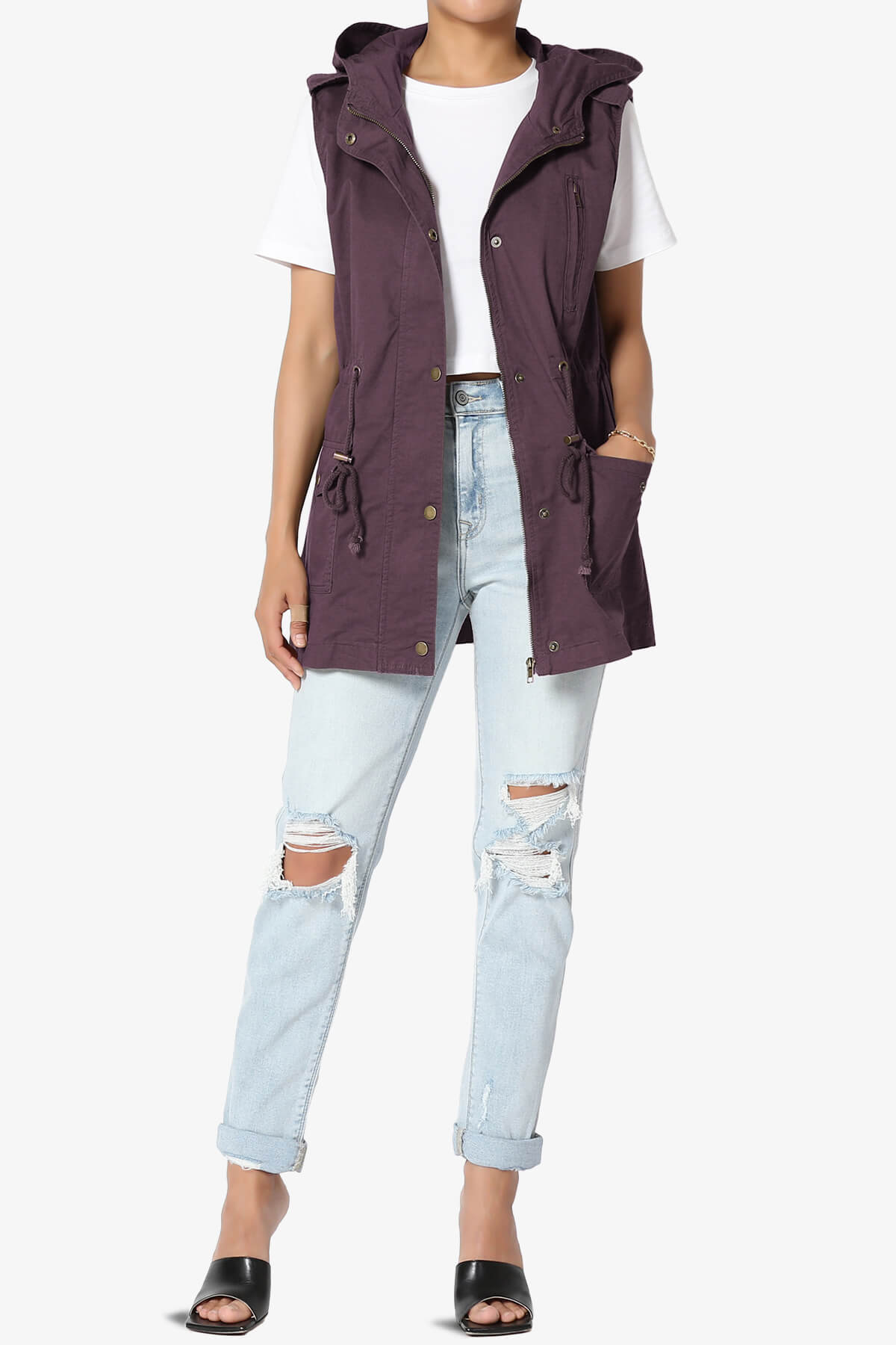 Paislee Loose Fit Utility Vest DUSTY PLUM_6