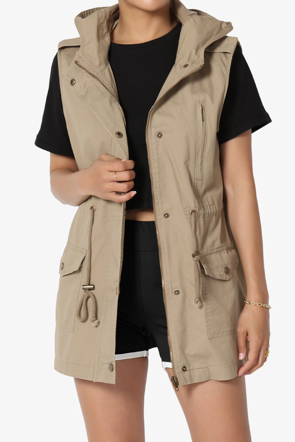 Paislee Loose Fit Utility Vest LIGHT MOCHA_1