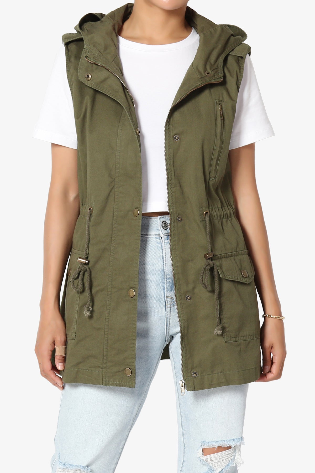 Paislee Loose Fit Utility Vest OLIVE KHAKI_1