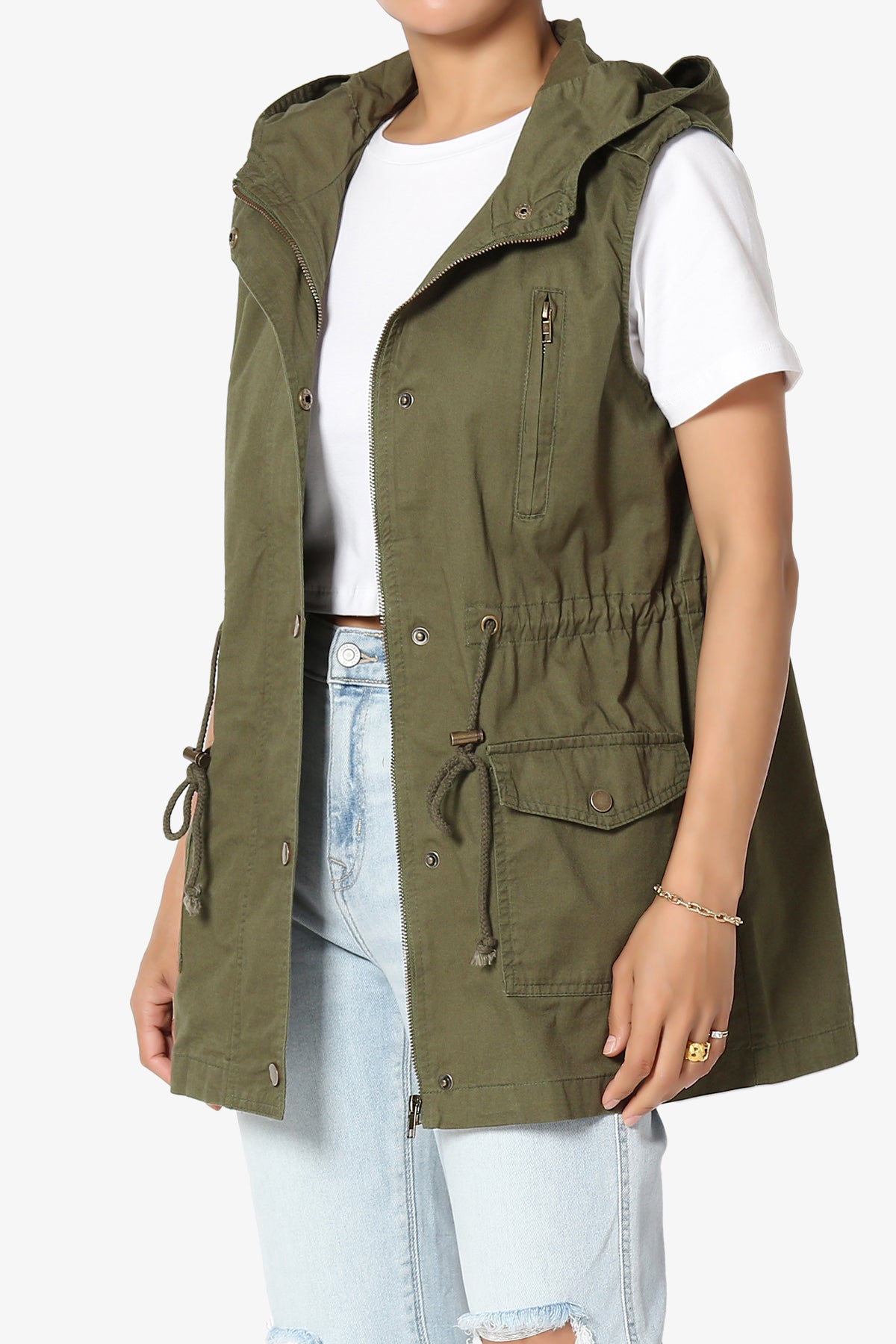 Paislee Loose Fit Utility Vest OLIVE KHAKI_3