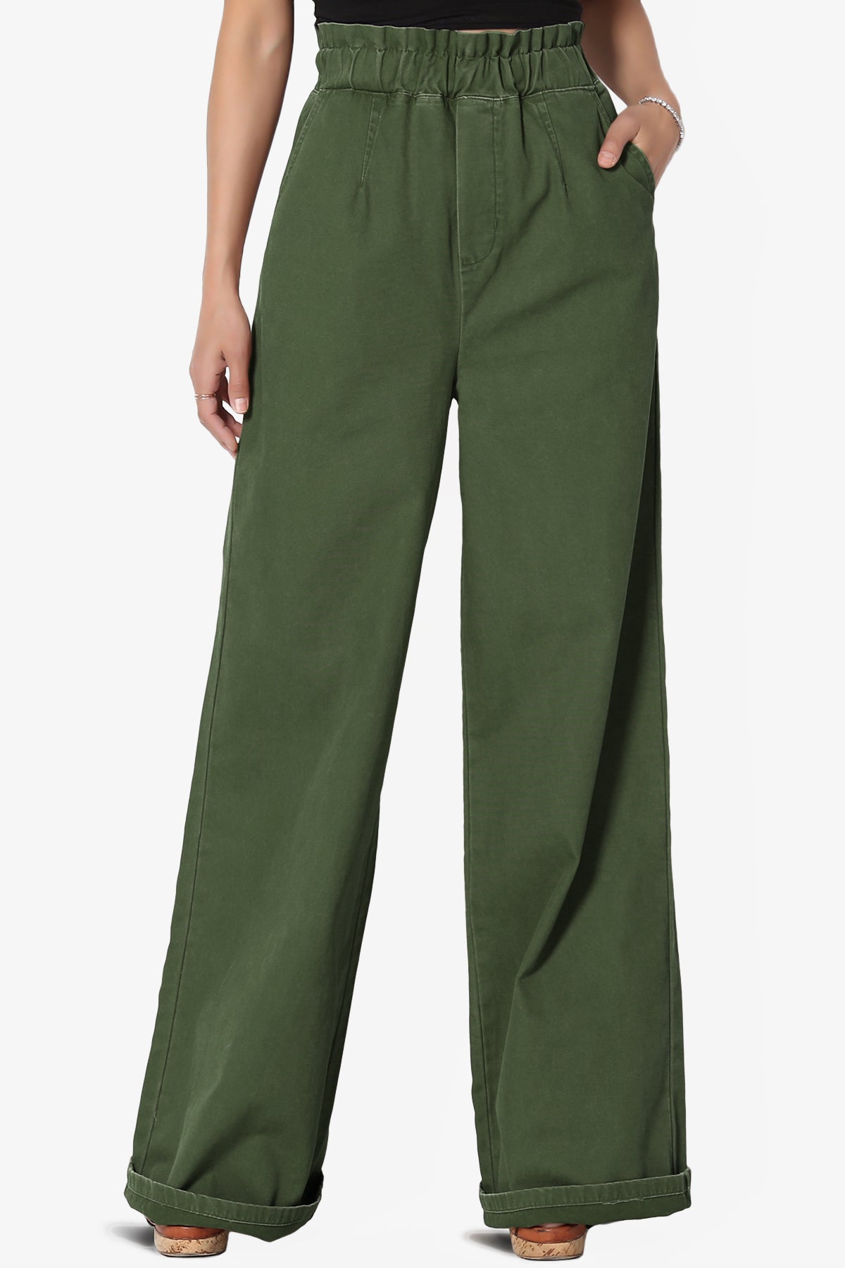 Fateful Washed Twill High Waist Wide Leg Pants