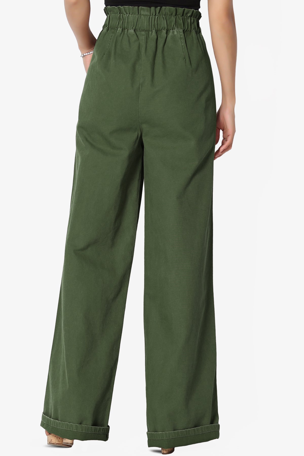 Fateful Washed Twill High Waist Wide Leg Pants
