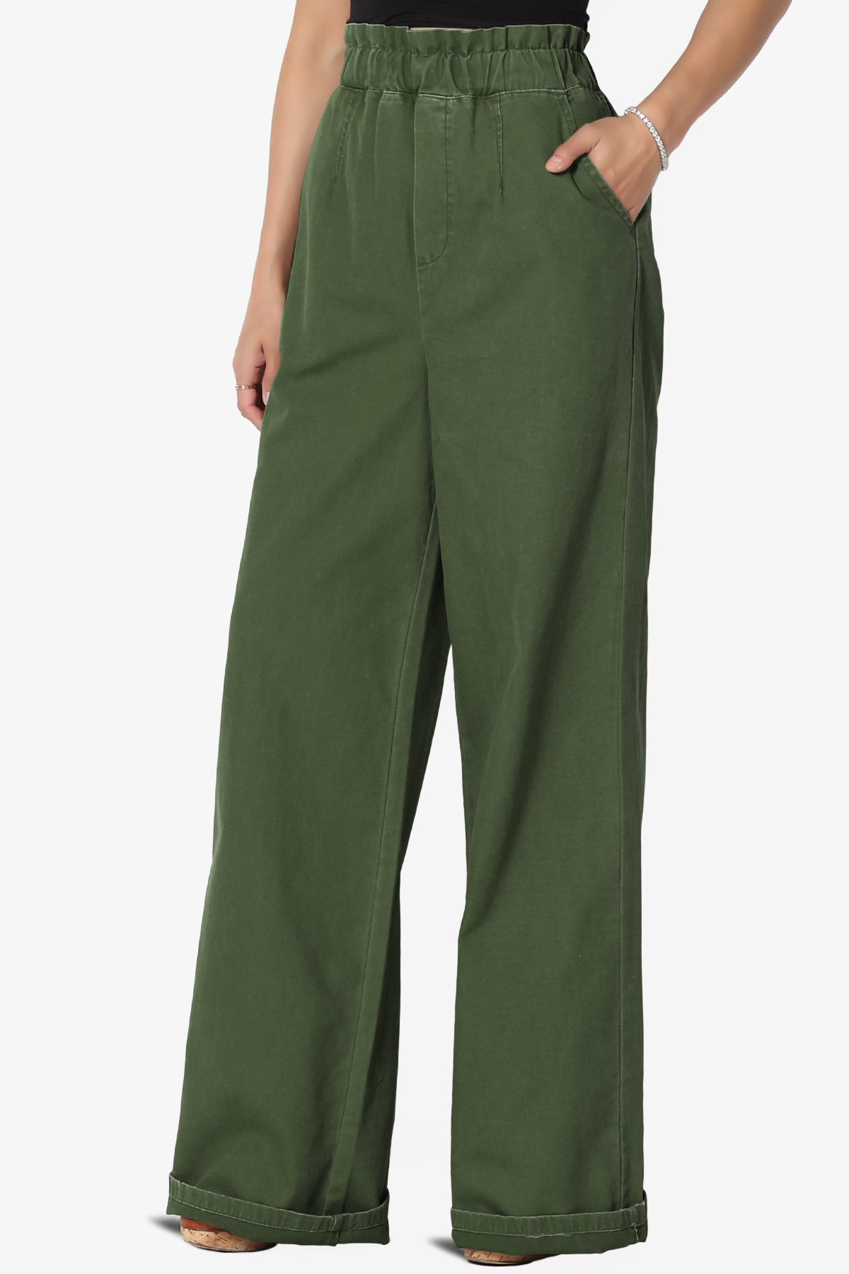 Fateful Washed Twill High Waist Wide Leg Pants