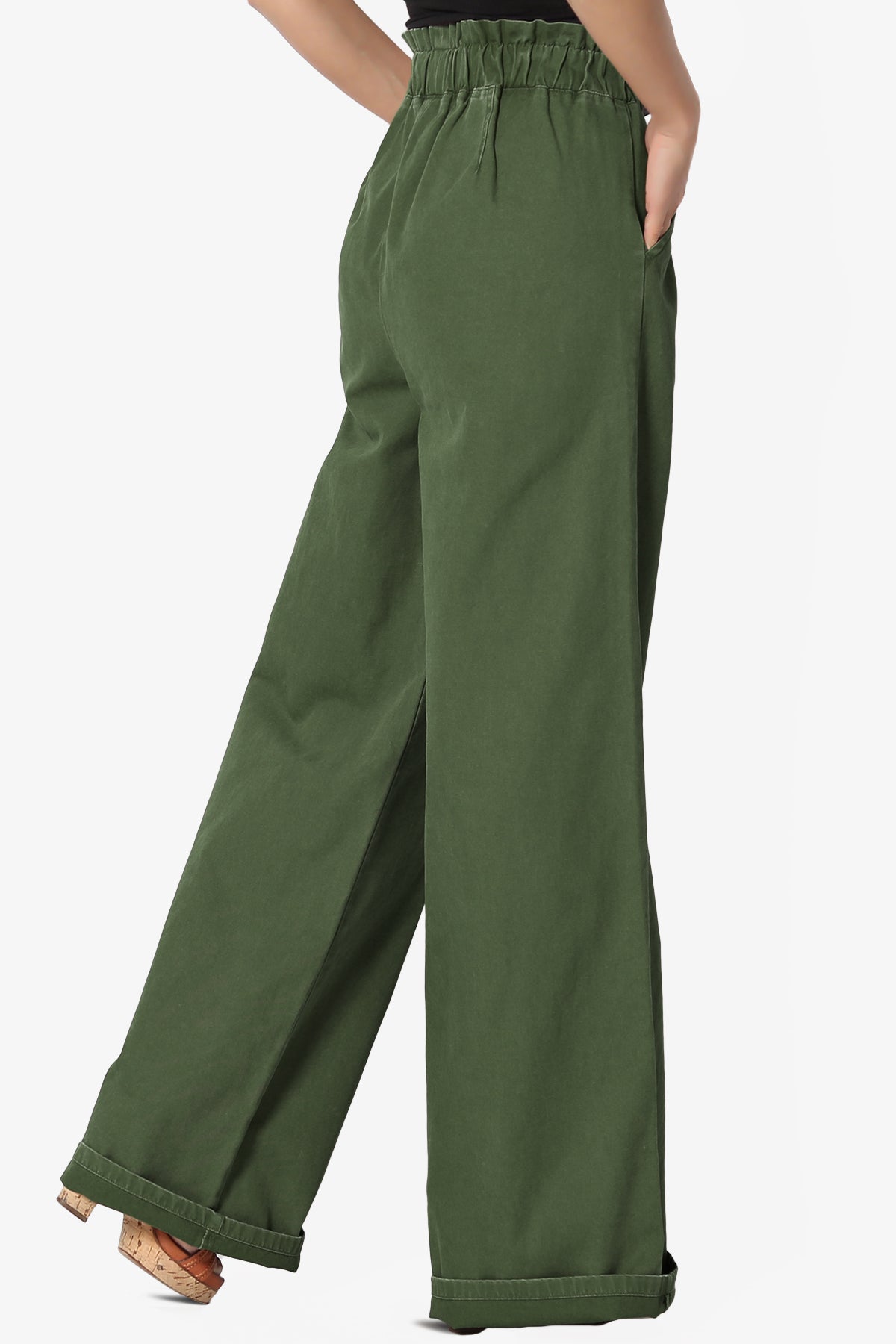 Fateful Washed Twill High Waist Wide Leg Pants