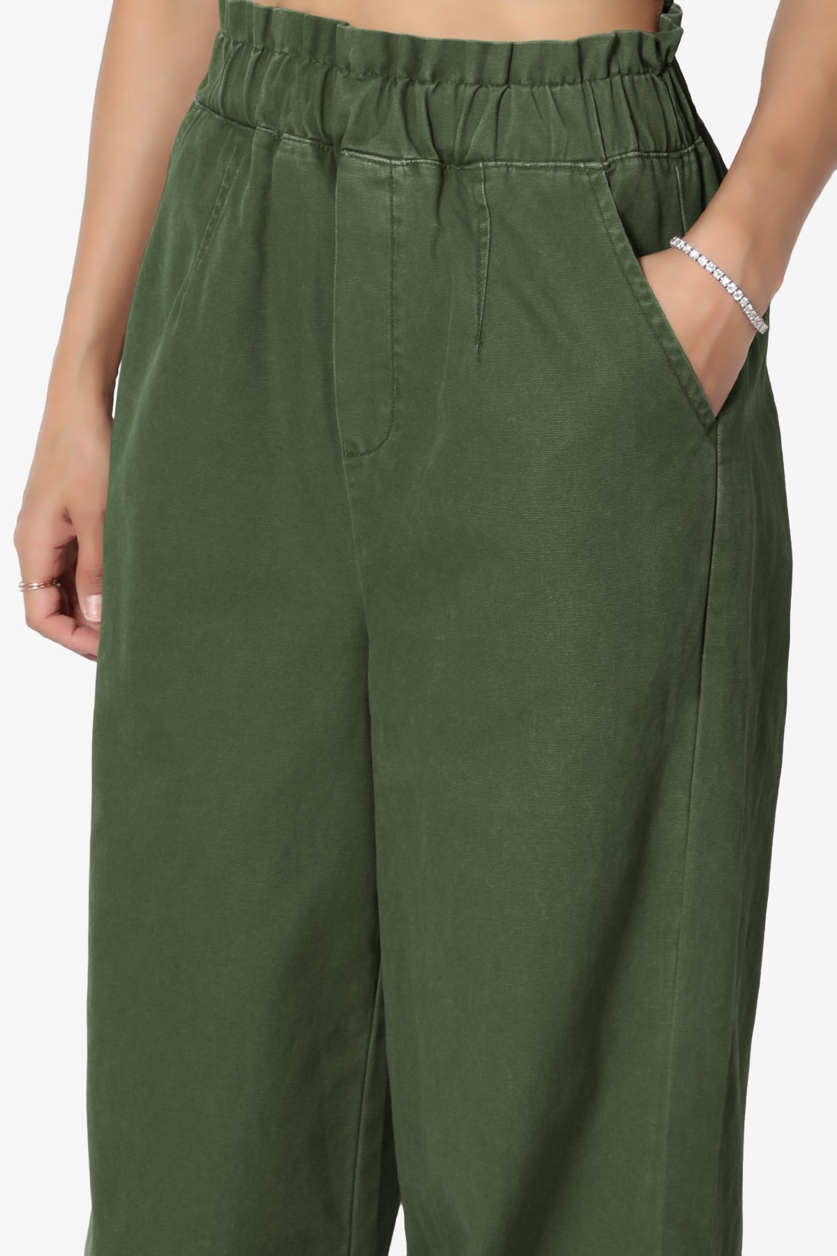 Fateful Washed Twill High Waist Wide Leg Pants