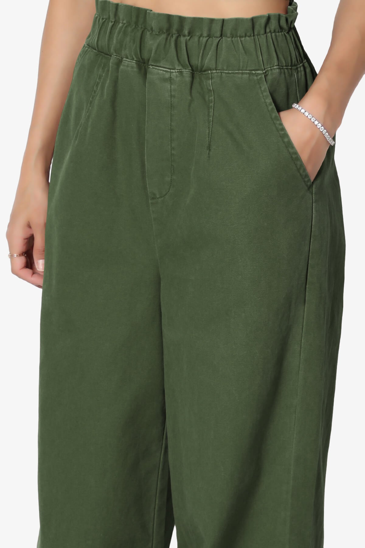 Fateful Twill High Waist Wide Leg Pants ARMY GREEN_5